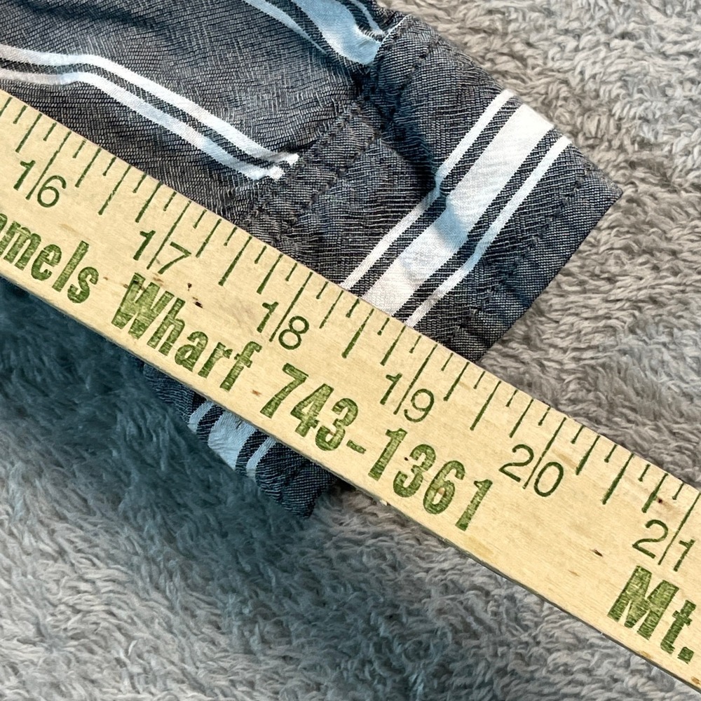 American Eagle Shirt Women's Small Gray Oversized Striped Tie-Front Top Blouse‎ - Picture 6 of 12